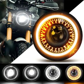 5-3/4'' 5.75 inch LED Motorcycle Headlight Anti-glare 500% Brighter DOT Approved with Starry Sky Turn Signal Compatible with Sportster Iron 883/XL1200 Street Bob, Black