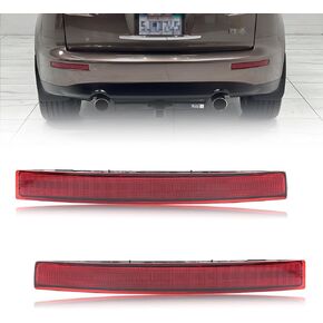 Rear Bumper Reflector Compatible with Infiniti FX35 FX45 2003-2008, [DOT] [IP67 Waterproof] Rear Bumper Reflector Housing [No Bulbs], 2 PCS, Sleek Red Lens