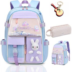 Cute Bunny Backpack Plus,School Bookbag Backpacks for Girls Boys Teen,Kawaii Large Capacity Travel Bags Laptop (Blue Sky)