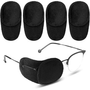 4 Pcs Eye Patches for Adults Kids, Medical Eye Patch for Glasses, Reusable Black Eye Patch for Lazy Eye Treatment, Left & Right Eye Cover Patch for Amblyopia Strabismus After Surgery (Black) in Saudi Arabia