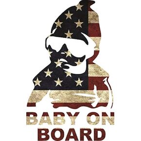2 pcs Child On Board Sticker for Car, USA Flag, 5 inches, Hangover Movie Cartoon Decal Car Bumper Truck Door Window