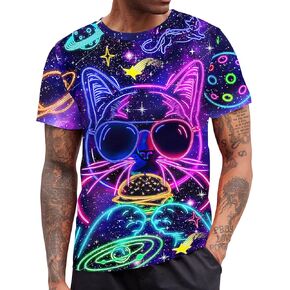 RAISEVERN Mens T-Shirts Cool Novelty Crewneck Short Sleeve Funny Graphic Top Casual Tees for Women