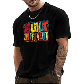 Floerns Men's Letter Print Short Sleeve T Shirt Crew Neck Casual Streetwear Tee Tops