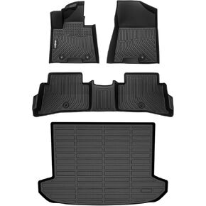 GINOWY- Floor Mats & Cargo Liner for Kia Sportage Hybrid 2023 2024 2025, TPE All Weather Sportage Hybrid 2024 Car Mats, Custom Fit Floor Liners Anti-Slip Trunk Mat Accessories Black