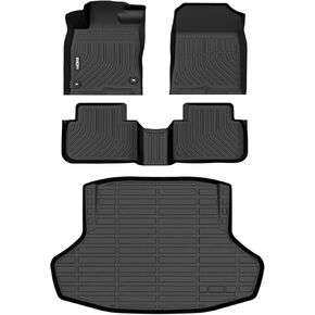 GINOWY-Floor Mats & Cargo Liner for Honda Civic 2022-2024 2025 (Only Sedan Not for Hatchback) All Weather Civic Car Mats Non-Slip Trunk Mat Floor Liners Waterproof Accessories Black