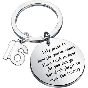 BNQL Birthday Keychain Happy Birthday Gifts 14 15 16 17 19 20 22 23 24 25 26 27 28 29 30 40 50 Year Old Birthday Gifts Key Ring (16th birthday keychain)