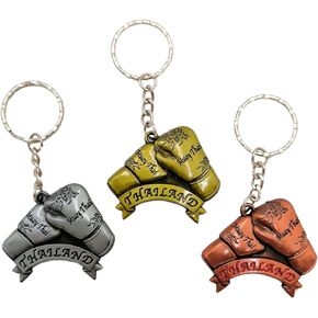 Muay Thai Keychain, Kick Boxing Keyring, Fighter Keychain, Fighting, Metal Key Holder, Gloves and Shorts