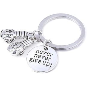 Keychain Boxing Glove Charm Keyring NEVER GIVE UP Engraved Keychain Zinc Alloy Key Ring Gift for Men and Women