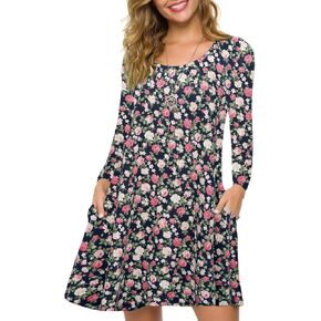 ZENNILO Plus Size Casual T Shirt Dresses for Women Flowy Swing Tunic Dress Pockets