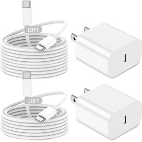 iPhone 15 Charger Fast Charging,20W iPad USB-C Fast Wll Charger,3Pack 10Ft USB C Cable with USB C Charger Block for iPhone 15/15 Plus/15 Pro/15 Pro Max,iPad Pro 12.9/11 inch,iPad Air 5th/4th,iPad 10th