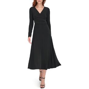 Tommy Hilfiger Women's Long Sleeve V-Neck Side Drape Dress