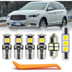 13pcs White LED Interior Lights Bulb Kit for 2012-2020 Infiniti JX35 QX60 Map Cargo Personal Footwell Door Step Vanity Mirror License Plate Lights LED Interior Light Bulbs + Install Tool