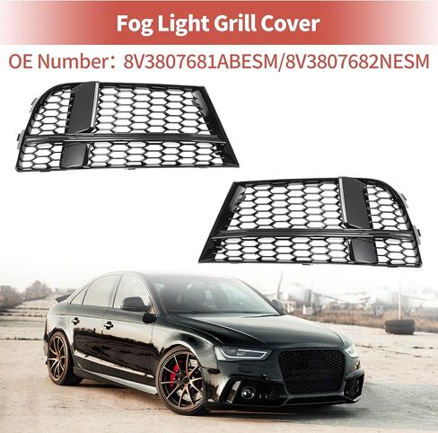 ACROPIX Fog Light Grill Front Lower Bumper Fog Light Cover Inserts for Audi A3 2017-2020 No.8V3807681ABESM/8V3807682NESM Durable Front Left Right Honeycomb in Saudi Arabia