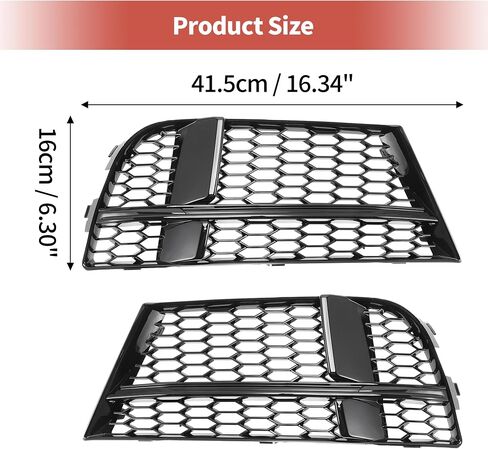 ACROPIX Fog Light Grill Front Lower Bumper Fog Light Cover Inserts for Audi A3 2017-2020 No.8V3807681ABESM/8V3807682NESM Durable Front Left Right Honeycomb in Saudi Arabia