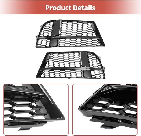 ACROPIX Fog Light Grill Front Lower Bumper Fog Light Cover Inserts for Audi A3 2017-2020 No.8V3807681ABESM/8V3807682NESM Durable Front Left Right Honeycomb in Saudi Arabia