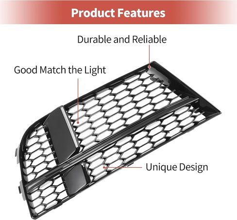 ACROPIX Fog Light Grill Front Lower Bumper Fog Light Cover Inserts for Audi A3 2017-2020 No.8V3807681ABESM/8V3807682NESM Durable Front Left Right Honeycomb in Saudi Arabia