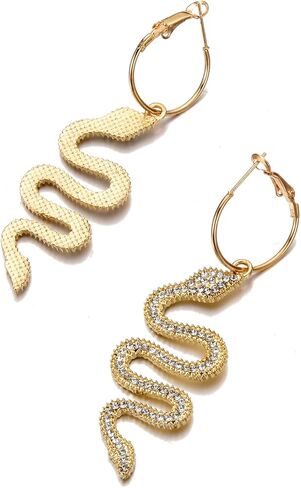 Snake Earrings 14K Gold Plated Dangle Earrings Personalized Punk Animal Hypoallergenic Fashion Rhinestone Ear Jewelry for Women in Kuwait