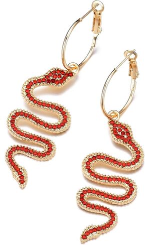 Snake Earrings 14K Gold Plated Dangle Earrings Personalized Punk Animal Hypoallergenic Fashion Rhinestone Ear Jewelry for Women in Kuwait