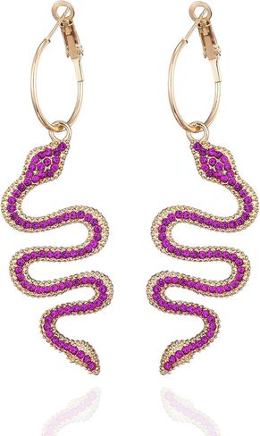 Snake Earrings 14K Gold Plated Dangle Earrings Personalized Punk Animal Hypoallergenic Fashion Rhinestone Ear Jewelry for Women in Kuwait