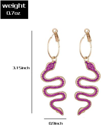 Snake Earrings 14K Gold Plated Dangle Earrings Personalized Punk Animal Hypoallergenic Fashion Rhinestone Ear Jewelry for Women in Kuwait