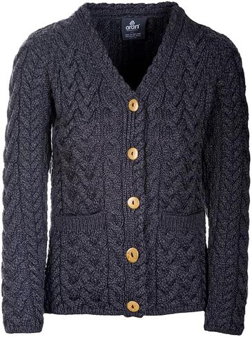 Aran Woollen Mills Women's Cardigan 100% Merino Wool Sweater Cable Knit Made in Ireland in Saudi Arabia