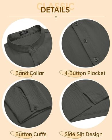 COOFANDY Men's Casual Henley Shirts Long Sleeve Hippie Beach T Shirts Yoga Summer Top in Saudi Arabia