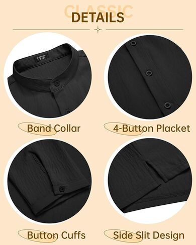 COOFANDY Men's Casual Henley Shirts Long Sleeve Hippie Beach T Shirts Yoga Summer Top in Saudi Arabia