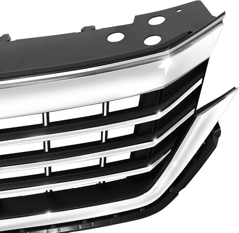 DNA MOTORING Factory Style Black Slat & Badge Slot Grille Grill Compatible with 06-10 VW Passat, Chrome, OEM-GR-VW1200147 in Saudi Arabia