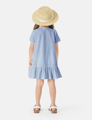 PATPAT Girls Casual Dress Short Sleeve Summer Dresses Button Down Solid Sundress with Pockets 3-12Year in Saudi Arabia