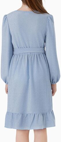 PATPAT Girls Long Sleeve Dress V Neck A-Line Solid Party Flowy Dresses Girl Ruffle Casual Dress with Belt for 5-12 Years in Saudi Arabia