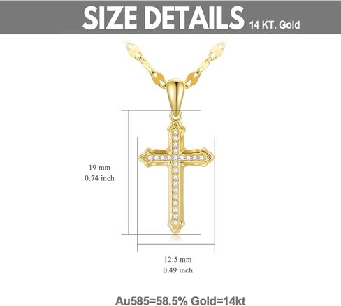 مجموعة قلادة من الذهب عيار 14 قيراط مرصعة بالألماس وقلادة على شكل سلسلة شفة وأقراط متدلية على شكل صليب على شكل قلب للنساء المراهقات in Kuwait