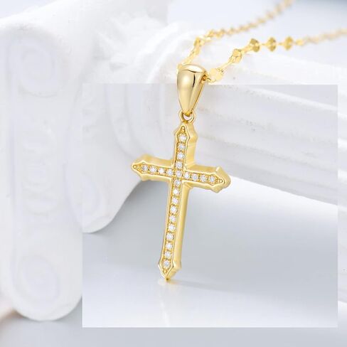 مجموعة قلادة من الذهب عيار 14 قيراط مرصعة بالألماس وقلادة على شكل سلسلة شفة وأقراط متدلية على شكل صليب على شكل قلب للنساء المراهقات in Kuwait