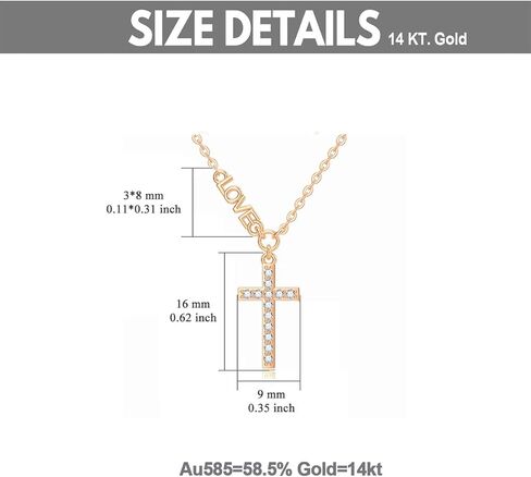SISGEM 14k Gold Love Cross and Chain Necklace for Women Teens, Religious Jewelry Mother's Day Gifts for Her 16"-18" in Saudi Arabia