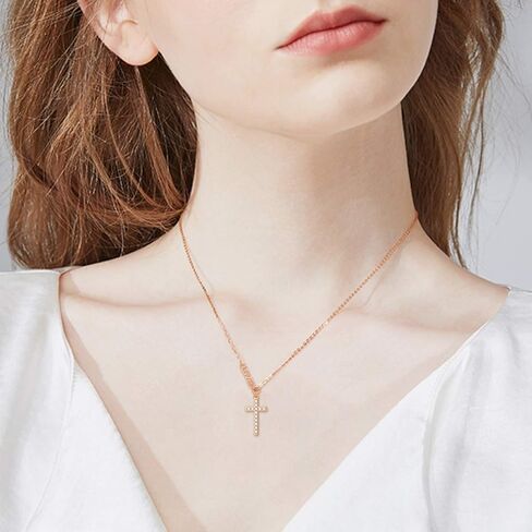 SISGEM 14k Gold Love Cross and Chain Necklace for Women Teens, Religious Jewelry Mother's Day Gifts for Her 16"-18" in Saudi Arabia