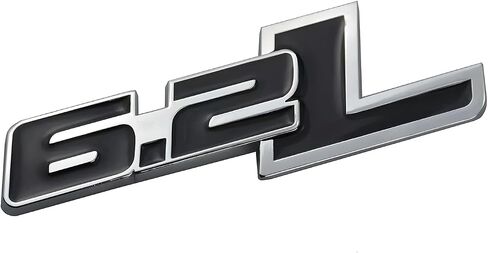 2 Pack Metal 6.2L Engine Badge 3D Emblems Engine Name Sticker Decal Nameplate (Silver Black) in Saudi Arabia