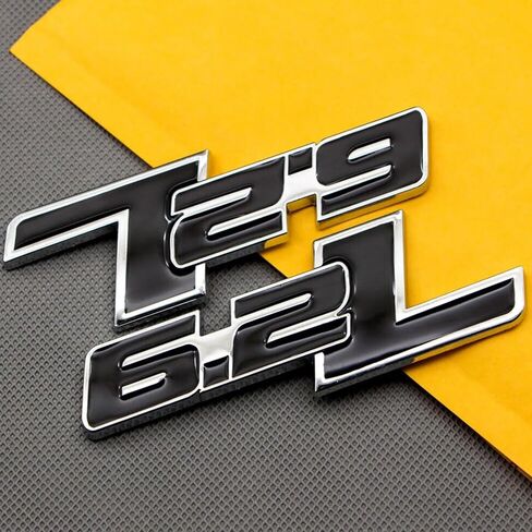 2 Pack Metal 6.2L Engine Badge 3D Emblems Engine Name Sticker Decal Nameplate (Silver Black) in Saudi Arabia
