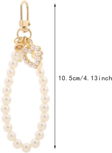 JJLFresheners Women's Imitation Pearl Chain, Golden Car Key Chain Backpack Key Pendant Accessories Key Ring Charm Gifts, Love Heart Car Keychain Accessories in Kuwait