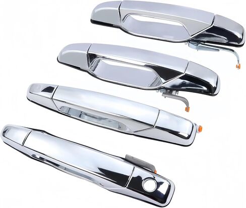 20828258 4PCS Exterior Door Handle Chrome Fits for Chevy Silverado Suburban Tahoe Avalanche GMC Sierra Yukon Cadillac Escalade ; Outer Door Handle OE # 22738722 22738721 (Silver) in Saudi Arabia