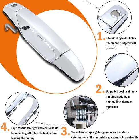 20828258 4PCS Exterior Door Handle Chrome Fits for Chevy Silverado Suburban Tahoe Avalanche GMC Sierra Yukon Cadillac Escalade ; Outer Door Handle OE # 22738722 22738721 (Silver) in Saudi Arabia