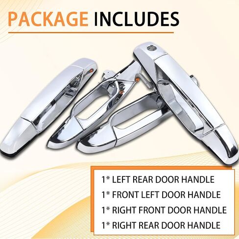 20828258 4PCS Exterior Door Handle Chrome Fits for Chevy Silverado Suburban Tahoe Avalanche GMC Sierra Yukon Cadillac Escalade ; Outer Door Handle OE # 22738722 22738721 (Silver) in Saudi Arabia