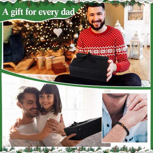 Geyoga 8 Pack Dad Gift Set Best Dad Gifts for Dad Birthday Gifts for Dad Funny Dad Beanie Socks Gloves Bracelets Pen Cards for Men Father Papa Gifts from Son Daughter Kids Black in Saudi Arabia