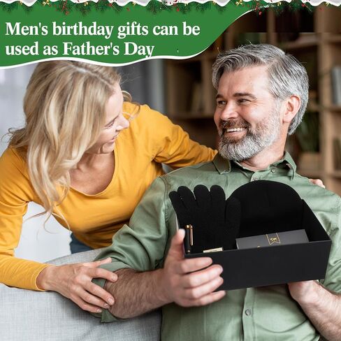 Geyoga 8 Pack Dad Gift Set Best Dad Gifts for Dad Birthday Gifts for Dad Funny Dad Beanie Socks Gloves Bracelets Pen Cards for Men Father Papa Gifts from Son Daughter Kids Black in Saudi Arabia