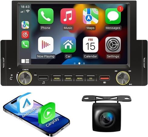 2024 أحدث ستيريو سيارة مزدوج الدين مقاس 7 بوصة لأجهزة Apple Carplay اللاسلكية وAndroid Auto مع التحكم الصوتي، Bluetooth5.2، MirrorLink، راديو السيارة مع كاميرا احتياطية، شاشة لمس عالية الدقة SWC/USB/SD AM/FM/AUX/TF in Saudi Arabia