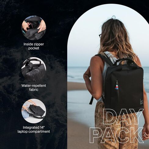 GOT BAG - Daypack Backpack, Hiking & Travel with a 13" Laptop Sleeve & Luggage Sleeve, Eco-Conscious Bag Made of Recycled Ocean Impact Plastic™ (Algae Color) in Saudi Arabia