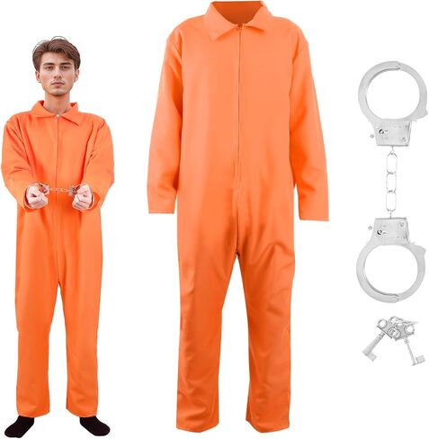 زي السجن البرتقالي للهالوين للرجال، زي السجين البرتقالي، زي جيلبيرد السجين البرتقالي in Kuwait