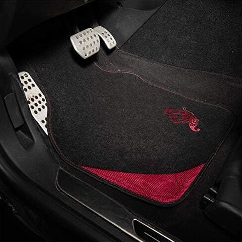 Flying Banner Universal Fit Embroidery Butterfly Car Floor Mats Universal fit for SUV, Trucks, sedans, Vans, Set of 4 (Black with Burgundy) in Saudi Arabia