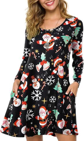 ZENNILO Plus Size Casual T Shirt Dresses for Women Flowy Swing Tunic Dress Pockets in Kuwait