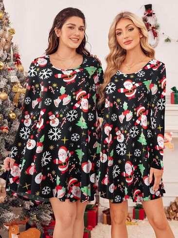 ZENNILO Plus Size Casual T Shirt Dresses for Women Flowy Swing Tunic Dress Pockets in Kuwait
