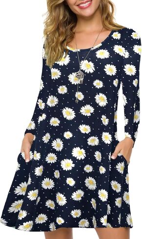 ZENNILO Plus Size Casual T Shirt Dresses for Women Flowy Swing Tunic Dress Pockets in Kuwait