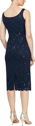 S.L. Fashions Women's Tea Length Sequin Lace Mother of The Bride Dress with Illusion Sleeve Jacket in Kuwait